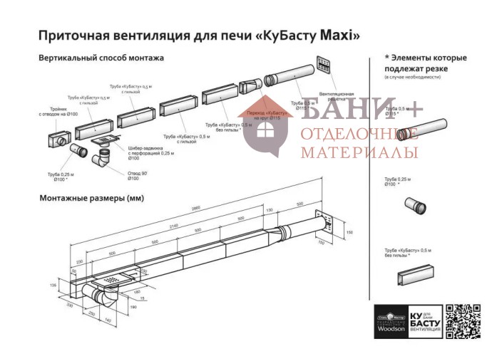 Приточная вентиляция для печи КуБасту макси
